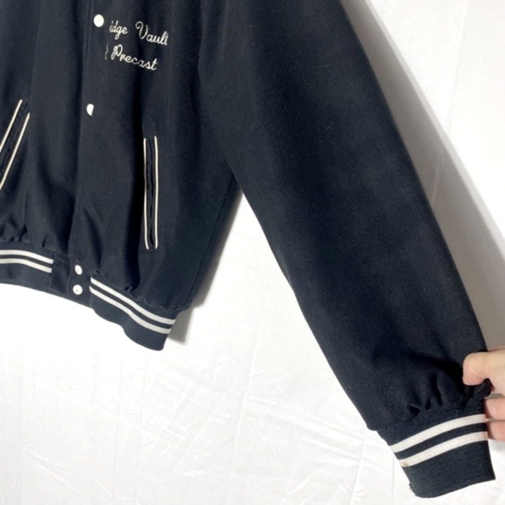 Vintage Black Textured Snap Front Bomber Style Light Jacket M - Picture 9 of 14